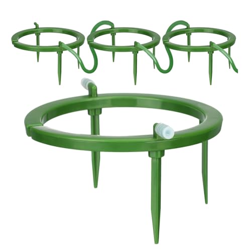 Wisboey 4 Set Wasserringe, 5 B, 3 Beinstützen, Tropfstrahler, Tropfring mit Integriertem 1/8 Einlaufstutzen, 3 Abnehmbare Pfähle, Langlebig, Einfache Installation von Wisboey