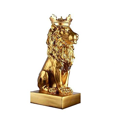 Wisboey Abstrakte Krone Löwe Statue Büro zu Hause Bar Männlich Löwe Glauben Harz Skulptur Handwerk Tier Kunst Deko Ornamente - Gold von Wisboey