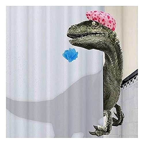 Wisboey Lustiger Dinosaurier Dusche Vorhang Badezimmer Vorhang mit Karikatur Dinosaurier Stoff Dusche Vorhang für Kinder von Wisboey