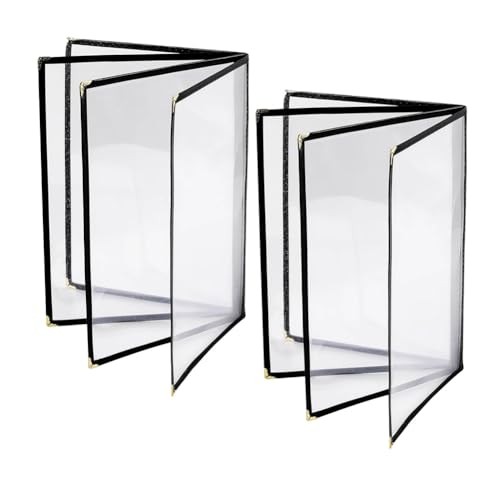 Wisboey Menühüllen 8,5 X 11 Restaurant-Menühalter, 2 Stück, 4 Seiten 8 Ansichten, Transparente Menühülle, Passend für Papier im A4-Format von Wisboey