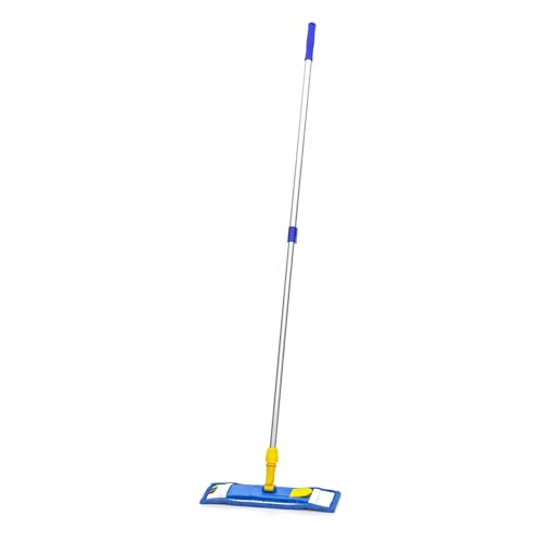 Wisch-Star Wischmopp-Set 50 cm mit Microfaserbezug, Teleskopstiel und Magnetklapphalter, Profi-Qualität für gründliche Reinigung von Wisch-Star