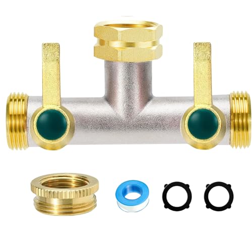 Wasserverteiler 2fach, 2 Wege Verteiler Wasser, Inline-Splitter, Inline-Ventil, Perfektes Design für den Wasserhahn ist in der Nähe des Bodens, der Fluss bewegt sich zur Seite,3/4 Zoll Robustheit Sech von Wisdomgarden