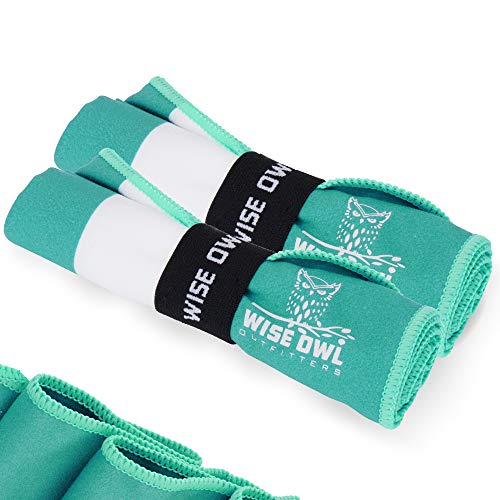 Wise Owl Outfitters Yoga-Handtücher – 2er-Pack Mikrofaser, schnell trocknend, Hand-, Gesichts- und Körperschweißtücher für Fitnessstudio, Sport, Workout und Reisen, Grün von Wise Owl Outfitters