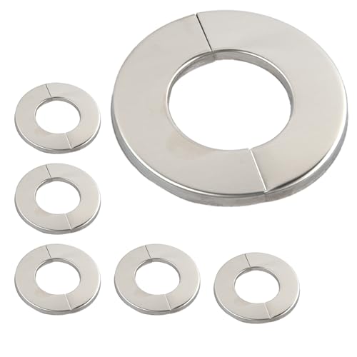 6 Stück Rosetten Abdeckung für Rohre Wasserhahn Abdeckung Selbstklebende Ventilloch Abdeckung Abdeckrosette Edelstahl Heizungsrohr Abdeckung Geteilte Rohrabdeckung, für Wasserhähne Rohre(34mm) von Wisebom