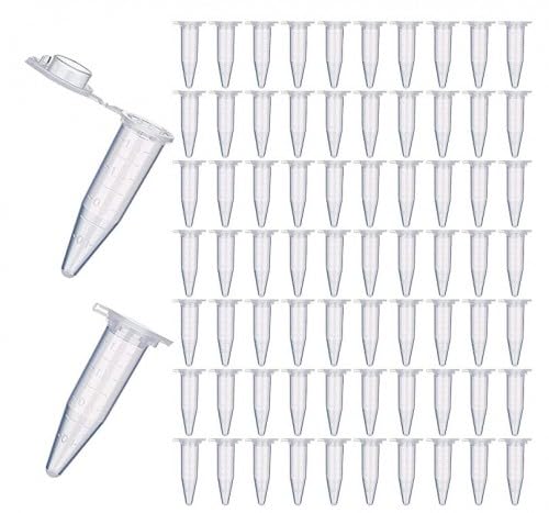 Wisebom 100 Stück Zentrifugenröhrchen, 1.5ml Reaktionsgefäß Globuli Röhrchen Probenfläschchen, Test Röhrchen, Klar Konisch Mikro Zentrifugenröhrchen für Labore Biologische Experimente Verwendung von Wisebom