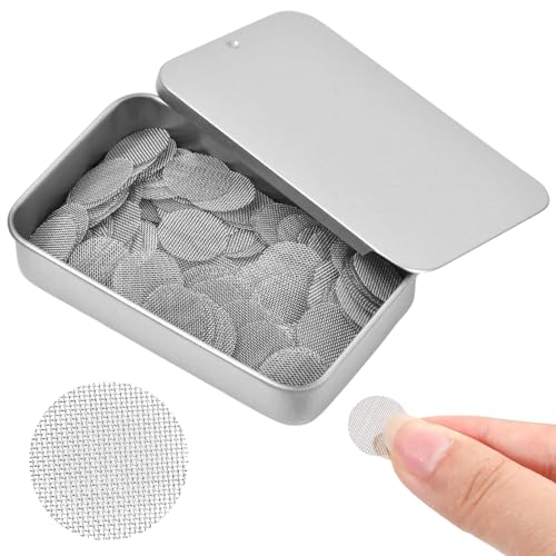 Wisebom 15mm Pfeifensiebe 200 Stück Edelstahl Rohrfilter Bildschirme Pfeifensiebe Einlegesiebe Rohr Filterung Pfeife Metall Sieb Rauchfilter Screen mit Aufbewahrungsbox von Wisebom
