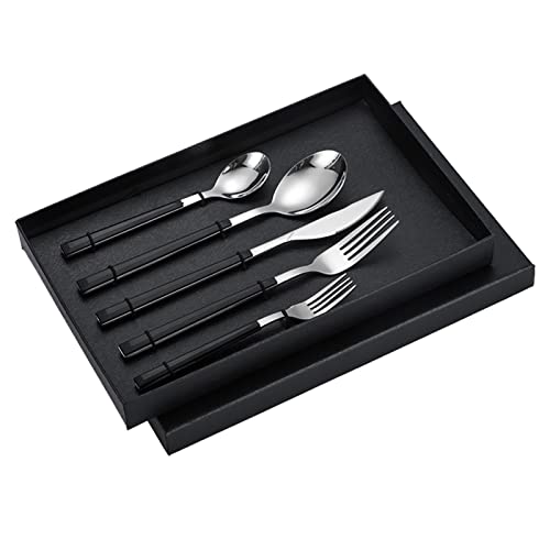 5-teiliges Besteck-Set, Besteck-Set aus Edelstahl, Abendessen, Messer, Gabeln, Löffel, Essbesteck, Hohe Härte, Besteck-Set Für Zuhause, Küche, Hotel(C) von Wisecoco