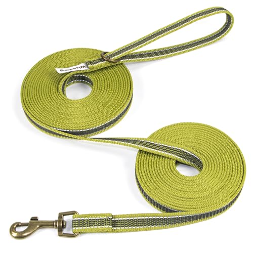 Wisedog Schleppleine für Hunde mit Reflektierenden Streifen，Lang Rückrufleine mit Rutschfesten Gummis，Übungsleine für Tracking, Camping, Spiel und den Hinterhof Grün 3m von Wisedog
