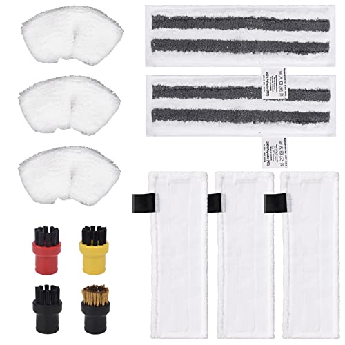 12 Stück Mikrofaser-Tuchset, Zubehör Kompatibel für Kärcher Dampfreiniger Easyfix SC2 SC3 SC4 SC5, 3 Mikrofaser-Überzugsset + 2 Schleiflappen + 3 Handdüse Microfiber Cloth + 4 Rundbürsten von Wiseten