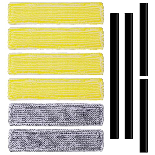 Wiseten 6 Stück Zubehör Mikrofaser-Wischbezüge und 4 Stück Gummilippe Abzieher für Kärcher Fenstersauger WV 2 Plus N WV 5 Plus N WV 1 Plus, Ersatz-Reinigungstuch-Pads, Ersatzlippen Ersatzteile von Wiseten