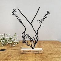Personalisierte Deko Für Paare | Hochzeit & Jahrestag Line Art Deko| Hände Aufsteller Aus 3D Druck Individuelles Paar Geschenk Mit Namen von WishcraftersDE
