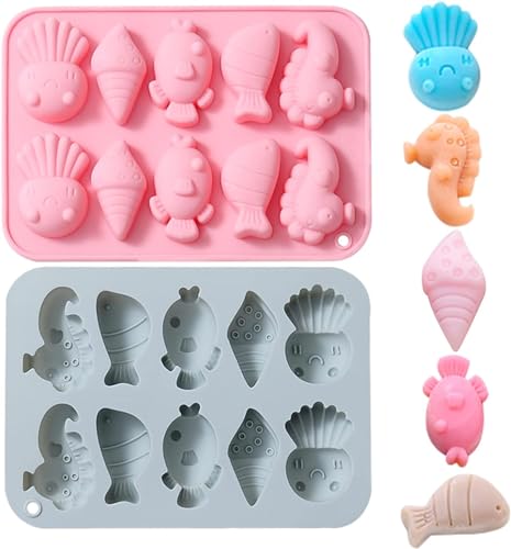 WishesMar 2 Stück Silikonform Schokoladenform Pralinenform für Süßigkeiten - Form einer Meerestier Seepferdchen Muschel Oktopus Antihaft Küche flexible Silikon Form für Spaß bei der Küchenkreation WishesMar 2 Stück Silikonform Schokoladenform Pralinenform für Süßigkeiten - Form einer Meerestier Seepferdchen Muschel Oktopus Antihaft Küche flexible Silikon Form für Spaß bei der Küchenkreation von WishesMar