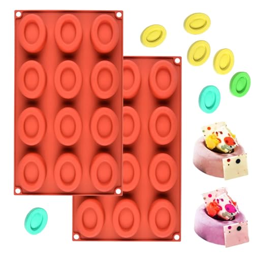 WishesMar 2 Stück Silikonform Schokoladenform Pralinenform für Süßigkeiten - Form Einer Ovale Donuts Antihaft Küche Kleine Flexible Silikon Form für Spaß bei der Küchenkreation von WishesMar