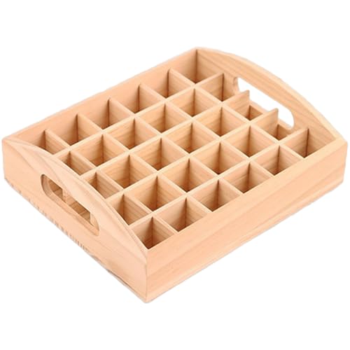 WishesMar 30 Slots Ätherisches Öl Halter Regal aus Holz - Bietet Platz für 5ml 10ml ätherisches Öl-Flaschen - Aufbewahrungs Ständer Gestell Organisator für Ätherische Öle und Duftöle #A von WishesMar