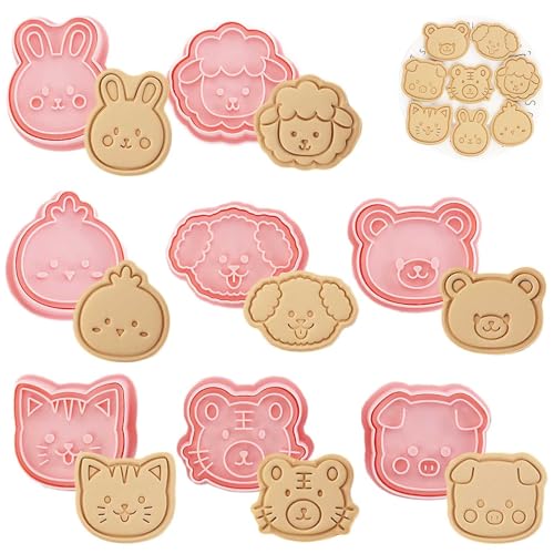 WishesMar Süßer Tier Ausstechformen Set 8 Stück Keks Ausstecher Stempel 3D Cartoon Tier Ausstechform – Keksformen zum Kekse Backen, DIY, Fondant, Festliche Dekoration von WishesMar