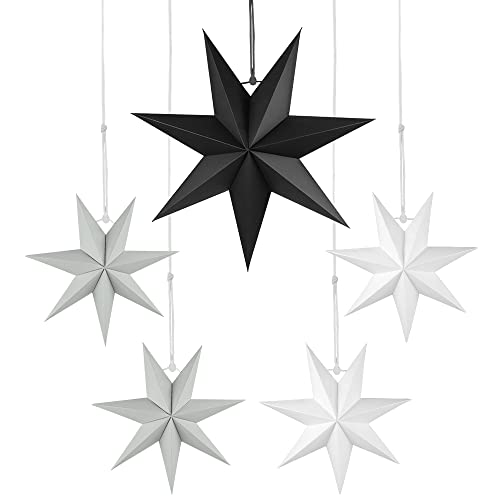 Faltstern Weihnachten, 7 Zacken Stern zum Aufhängen, Papier Stern Dekoration 5er Set Faltsterne Weihnachtsstern Deko, Sterne Papier zum Fenster Dekoration, Weihnachtsbaum, Advent von Wishstar