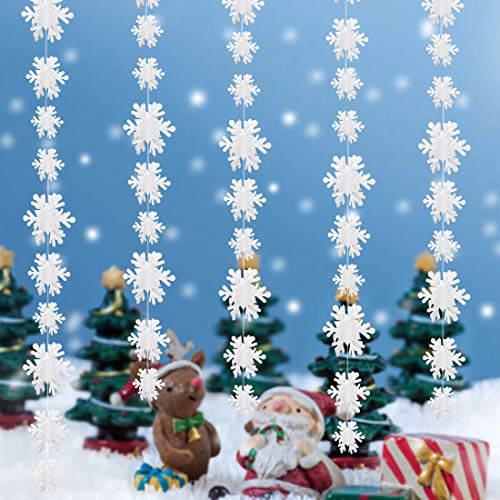 Weihnachten Schneeflocken Girlande, 5 x 3 Meter Winter Girlande Schneeflocken, Weihnachtsgirlande Deko, Weihnachtsdeko Fenster Hängend für Winterdeko Weihnacht Partydeko von Wishstar