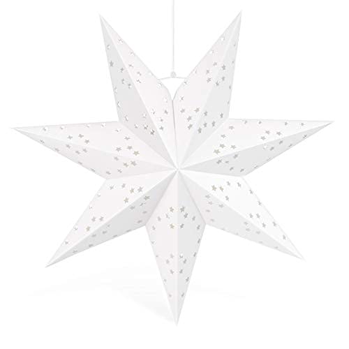 Wishstar Papier Stern Dekoration, Weihnachtsdeko Fenster, 7 zackig Faltsterne, 45 cm Durchmesser zum Weihnachts Deko, Taufe Geburtstag Hochzeit Party von Wishstar