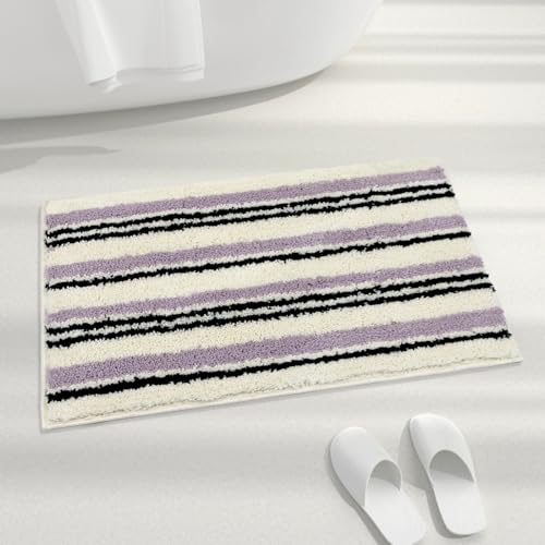 Badezimmerteppich, rutschfest, flauschig, saugfähig, Mikrofaser, waschbar, niedliche Badematte für Waschbecken, Badewanne und Dusche, 78,7 x 50,8 cm, Lila Badezimmerteppich, rutschfest, flauschig, saugfähig, Mikrofaser, waschbar, niedliche Badematte für Waschbecken, Badewanne und Dusche, 78,7 x 50,8 cm, Lila von Wishtune