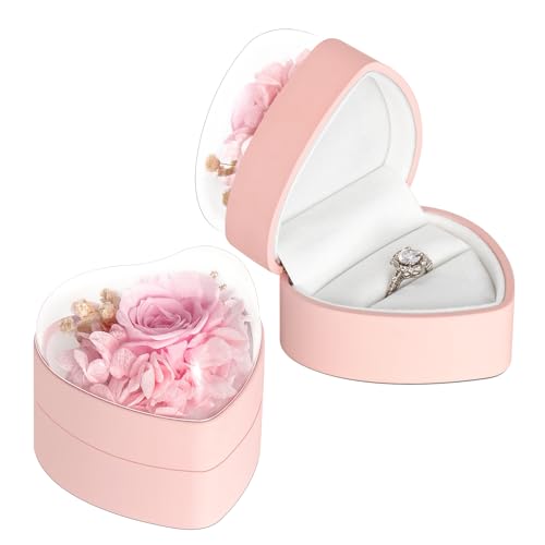 Wislist Verlobungsringbox für Antragsversprechen, ewige Blumen Rose Geschenke zum Valentinstag, herzförmige rosa Ringbox Wislist Verlobungsringbox für Antragsversprechen, ewige Blumen Rose Geschenke zum Valentinstag, herzförmige rosa Ringbox von Wislist
