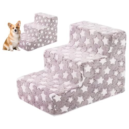Hundeschritte - 29 Cm Haustierstreppe Mit Abnehmbarer Abdeckung | Weichschwamm Plüschleiter Für Kleine Hunde Katzen | 3 Stufe Ausgeglichene Rampe | Nicht Rutsches Leichtes Design Für Sofa, Stuhl Und B von Wisylizv