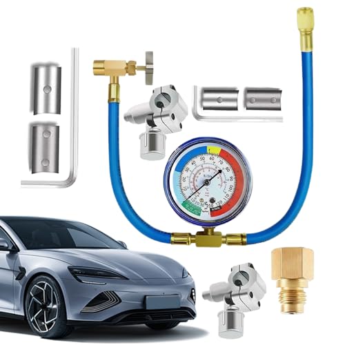 Klimaanlagen Nachfüllset - Auto AC Auffüllset | Schlauch Manometer Dosenanschluss Set Für Kältemittel KFZ Wartung Heimwerkergarage von Wisylizv