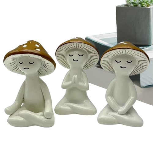 Pilzfiguren Für Garten | 3er-Set Niedliche Tisch Meditation Pilz Resin Figur,Deko Figur Pflanze Skulptur Für BücherVitrine Tisch Schlafzimmer | Ästhetische Pflanzenstatue für Wohnzimmer Cafés Schlafzi Pilzfiguren Für Garten | 3er-Set Niedliche Tisch Meditation Pilz Resin Figur,Deko Figur Pflanze Skulptur Für BücherVitrine Tisch Schlafzimmer | Ästhetische Pflanzenstatue für Wohnzimmer Cafés Schlafzi von Wisylizv