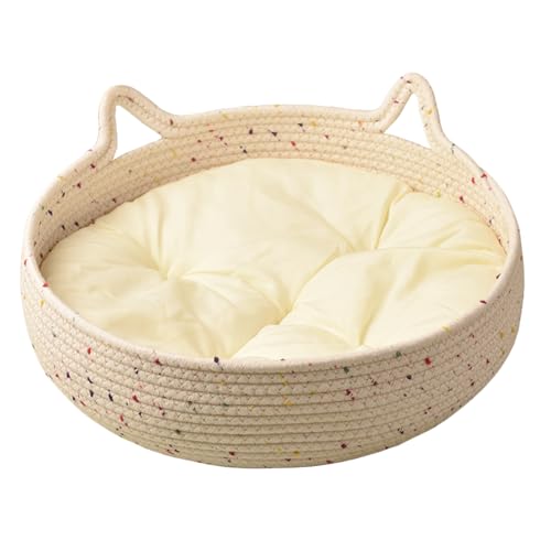 Wisylizv Rundes Katzenbett - Rundes Katzenbett aus Baumwolle | aus Baumwolle und Seil zum entspannenden Schlafen für drinnen und draußen für Welpen und Kleintiere Wisylizv Rundes Katzenbett - Rundes Katzenbett aus Baumwolle | aus Baumwolle und Seil zum entspannenden Schlafen für drinnen und draußen für Welpen und Kleintiere von Wisylizv