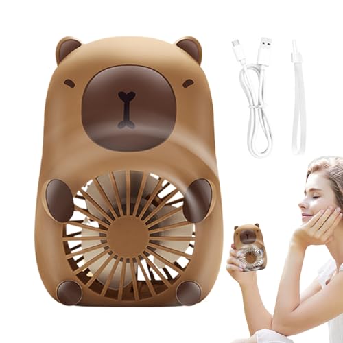Wisylizv Tierlüfter - Elektrischer Capybara -Fan | Capybarra Pocket mit Lanyard | USB -Ladung Handheld Mini fain in Cartoon Design | Tragbarer Kühlungsbegleiter für Reisen und Nutzung im Freien von Wisylizv