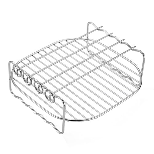Zubehör für Heißluftfritteusen - 6 bis 8 Zoll Air Rack mit Spieße | Edelstahl Doppelschicht Grillständer | XL Air Typ | Mehrzweckkochwerkzeug für Hühnerfischburgerflügel Zubehör für Heißluftfritteusen - 6 bis 8 Zoll Air Rack mit Spieße | Edelstahl Doppelschicht Grillständer | XL Air Typ | Mehrzweckkochwerkzeug für Hühnerfischburgerflügel von Wisylizv