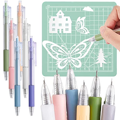 6 PCS Allzweckmesserstifte, einziehbare Bastelmesserstifte Bastelschneidwerkzeuge Papierstiftschneider Carving Pen Knife Paper Pens für DIY Art Vinyl Drawing Scrapbooking von WitBicg