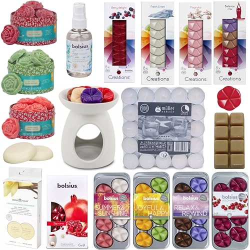 240-teilig Überraschung Duftset: 139 Duftwachs Melts + 100 Teelichter + Duftlampe, Aromatik Geschenkset Mix Paket verschiedene Düfte von Witap