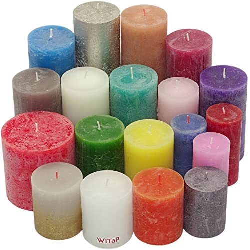 6 kg Rustic Stumpenkerzen durchgefärbt Rustik Qualität Kerzen Set Kerzenpaket Mix gemischt nach Farben (Bunt 08) von Witap