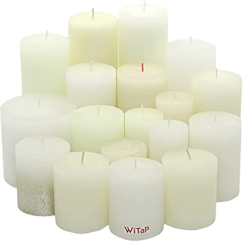 6 kg Rustic Stumpenkerzen durchgefärbt Rustik Qualität Kerzen Set Kerzenpaket Mix gemischt nach Farben (Creme-Weiß 06) von Witap