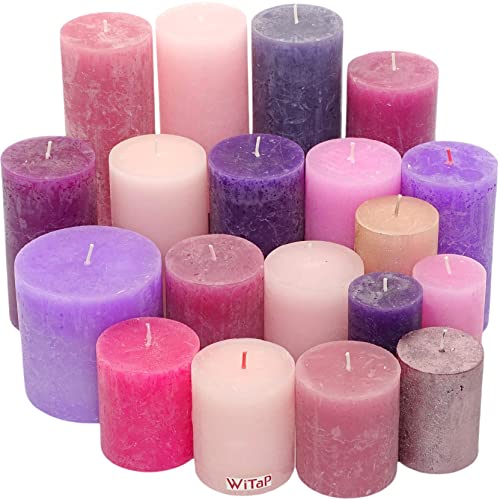 6 kg Rustic Stumpenkerzen durchgefärbt Rustik Qualität Kerzen Set Kerzenpaket Mix gemischt nach Farben (Lila-Rosa-Pink 05) von Witap