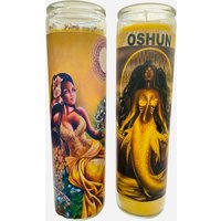Set Von 2 Oshun Goddess Yellow Dressed Conjured Candles + Oil, Diosa Ochun Veladora Preparad von WitchesValley