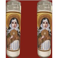 Set Von 2x Heilige Klarin Assisi Weiße Kerze, Santa Clara Veladora Blanca von WitchesValley