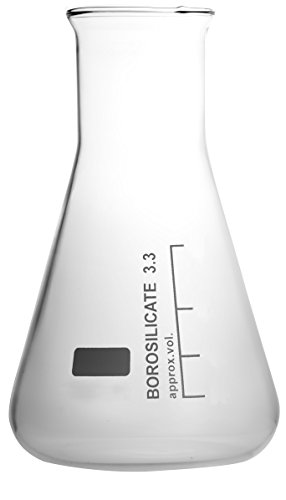 Erlenmeyer-Kolben 500ml Weithals mit weißer Graduierung und Bördelrand, hergestellt aus Borosilikatglas 3.3, komplette Verpackungseinheit von Witeg