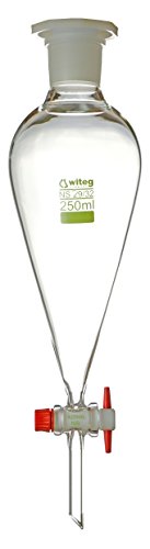 Scheidetrichter Squibb 500ml NS29/32 mit PE-Stopfen, PTFE-Hahnküken 2 Stück, hergestellt aus Borosilikatglas 3.3 von Witeg