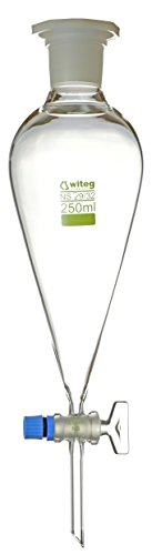Scheidetrichter Squibb 50ml NS19/26 mit PE-Stopfen, massives Glas-Hahnküken 2 Stück, hergestellt aus Borosilikatglas 3.3 Scheidetrichter Squibb 50ml NS19/26 mit PE-Stopfen, massives Glas-Hahnküken 2 Stück, hergestellt aus Borosilikatglas 3.3 von Witeg