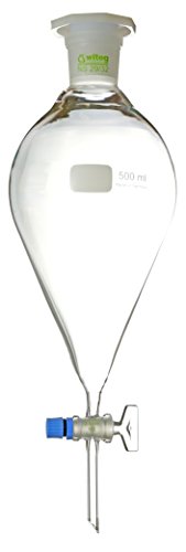 Scheidetrichter n. ISO 4800, 100ml NS19/26 mit PE-Stopfen, massives Glas-Hahnküken, konische Form, 2 Stück, hergestellt aus Borosilikatglas 3.3 von Witeg