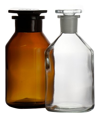 Steilbrustflaschen 2000ml NS29/32 Enghals mit halb-holem NS-Glasstopfen, hergestellt aus Soda-Glas, komplette Verpackungseinheit, normales Glas von Witeg