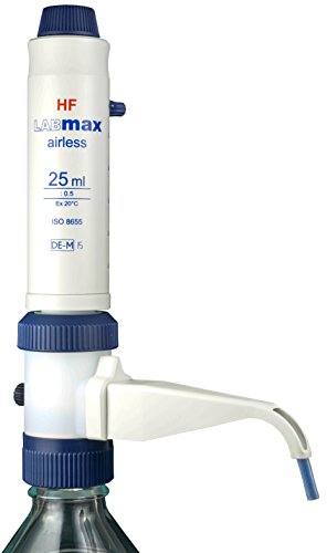 witeg Flaschenaufsatz-Dispenser Labmax airless für Flusssäure 2,5-25,0ml, kontaktfreier Kolben, absolut tropffreie Halteposition, made in Germany von Witeg