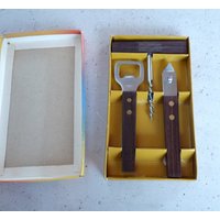 Mid Century Bar Werkzeug Set, Set 70Er Jahre, Vintage Palisander Edelstahl Cocktail von WithAScentOfCinnamon