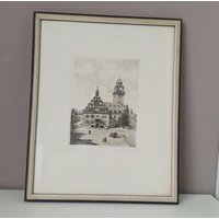 Original Radierung /Radierung Plauener Rathaus, Alte Zeichnung Signiert M. Buchholz /1878-1947/ von WithAScentOfCinnamon