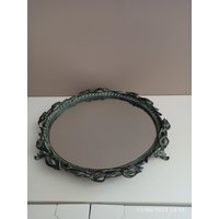 Serviertablett, Gespiegeltes Metalltablett, Dekoratives Serviertablett von WithAScentOfCinnamon