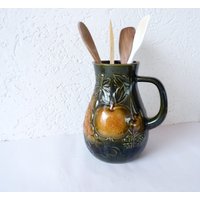 Vintage Scheurich Keramik Krug Mit Früchte Design von WithAScentOfCinnamon