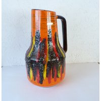 West German Pottery Bodenvase, Scheurich Europ Linie 408-40, Vintage Retro Keramik Vase, Orange Classic Mid Century von WithAScentOfCinnamon