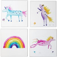 Einhorn Und Regenbogen Kunst, Gemälde Auf Leinwand X 4, Kinderzimmer Dekor, Mädchenzimmer, Geschenk, Geschenk Für Mädchen Einhorn Und Regenbogen Kunst, Gemälde Auf Leinwand X 4, Kinderzimmer Dekor, Mädchenzimmer, Geschenk, Geschenk Für Mädchen von WithHugsandKisses