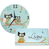 Eulen Uhr Und Personalisiertes Türschild Geschenkset, Jungen-Kinderzimmer-Dekor, Baby-Geschenk, Eulen-Dekor von WithHugsandKisses